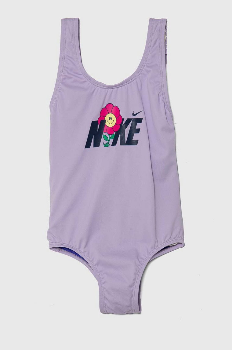 Nike Kids jednoczęściowy strój kąpielowy dziecięcy MULTI LOGO kolor fioletowy