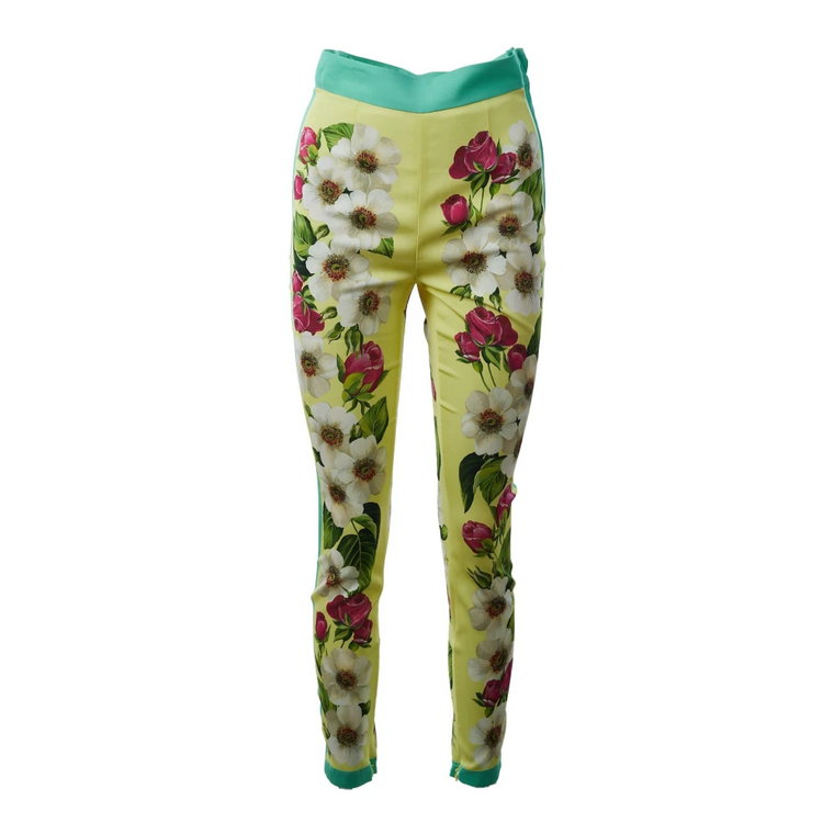 Jedwabne spodnie damskie z kwiatowym wzorem Dolce & Gabbana
