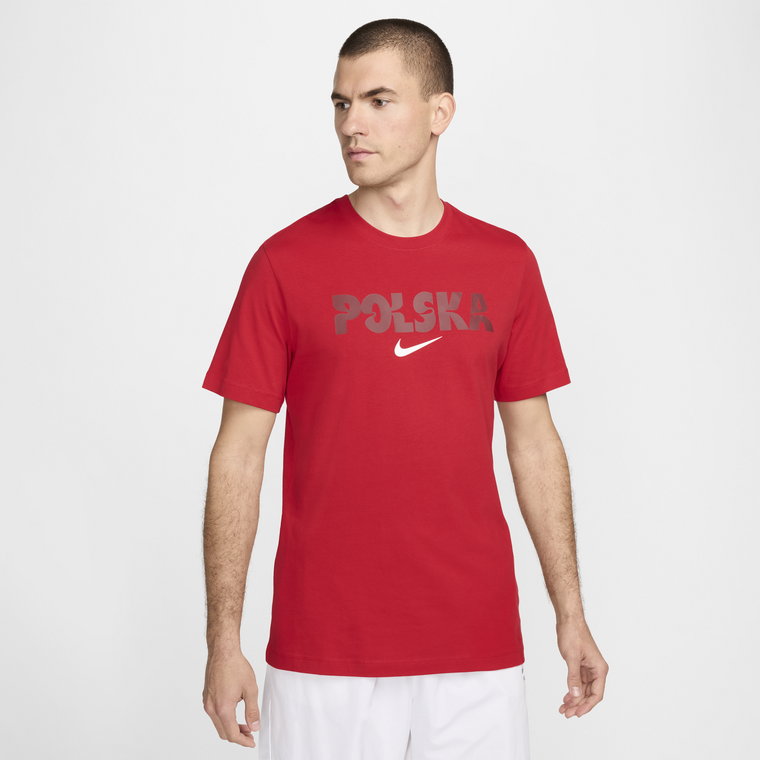 Męski T-shirt piłkarski Nike Polska Crest - Czerwony