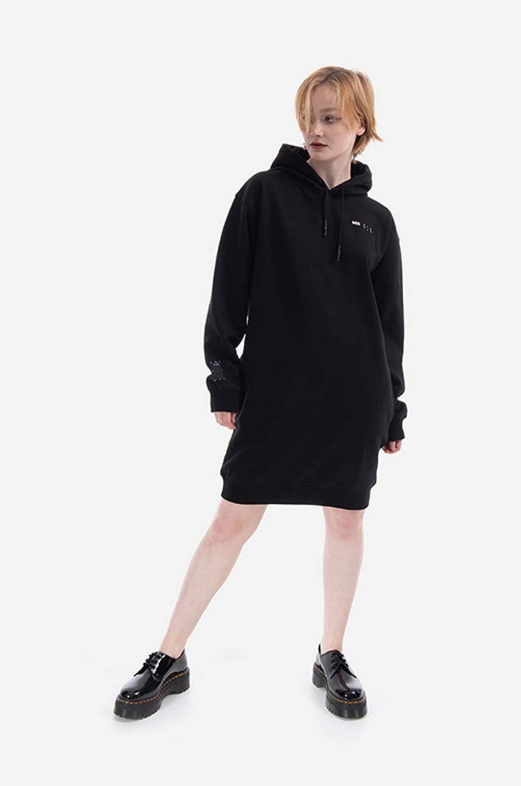 MCQ sukienka bawełniana Hoodie kolor czarny midi oversize 624588RSJ761000-BLACK