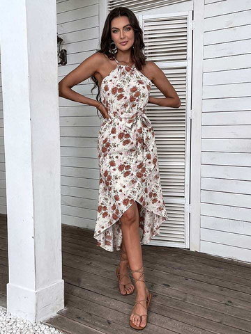 Tina Sukienka w kolorze biało-brązowym
