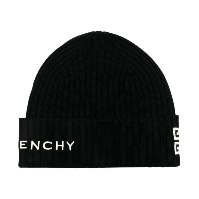 Czarna wełniana czapka z logo Givenchy