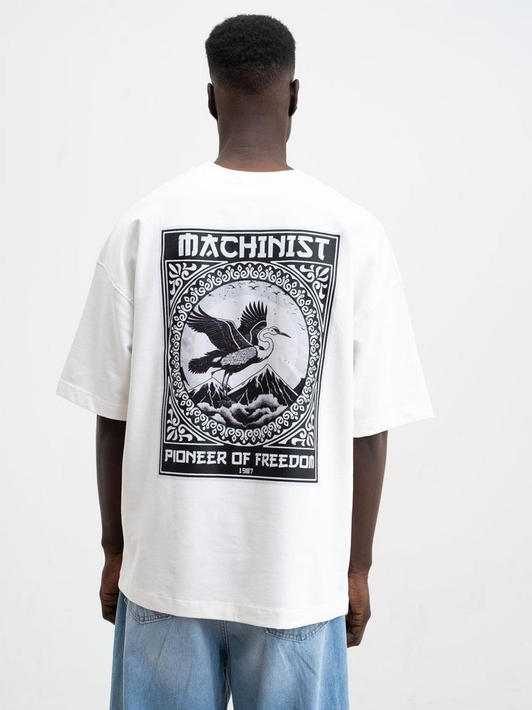 Koszulka Z Krótkim Rękawem Oversize Biała Machinist Crane Patch