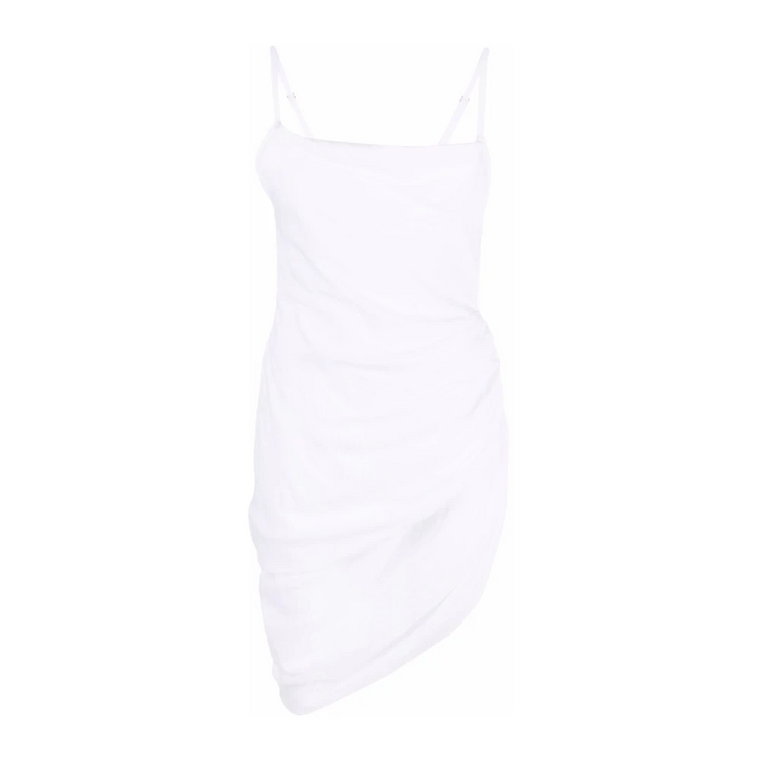 Biała drapowana sukienka w stylu Saudade Jacquemus