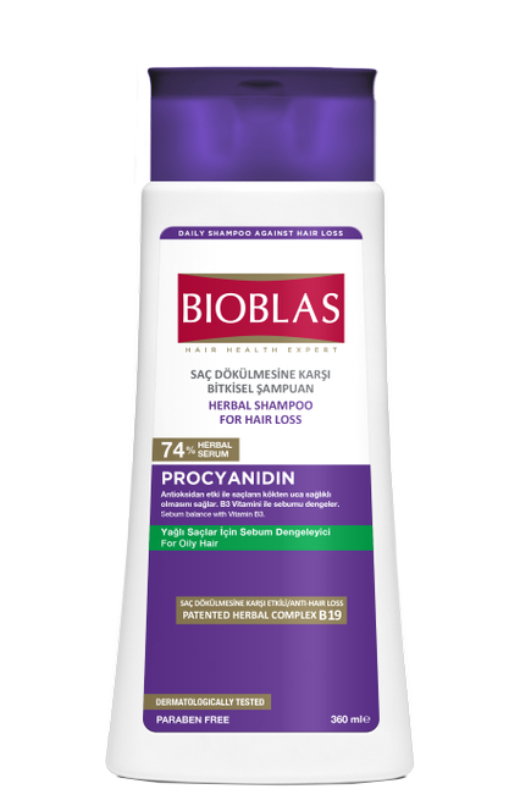 Bioblas Szampon ziołowy przeciw wypadaniu włosów Procyjanidyna 360 ml