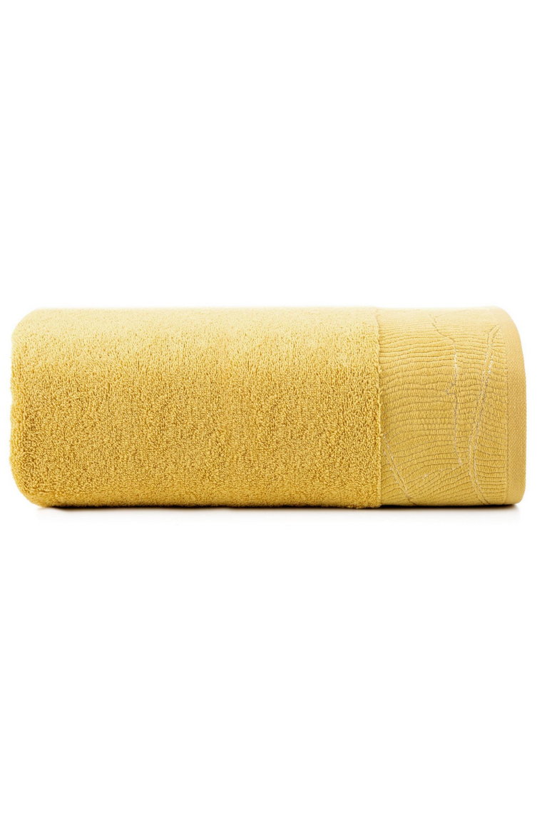 Musztardowy ręcznik 30x50 cm z ozdobnym wzorem