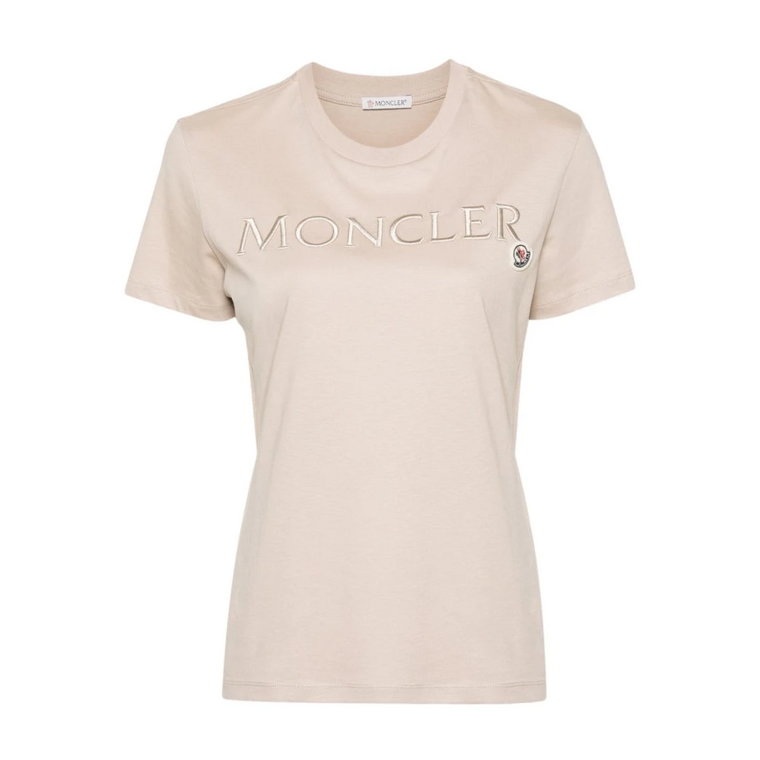 Beżowe T-shirty i Pola z Logo Moncler