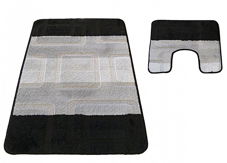 Czarne miękkie wzorzyste dywaniki łazienkowe - Amris 4X
