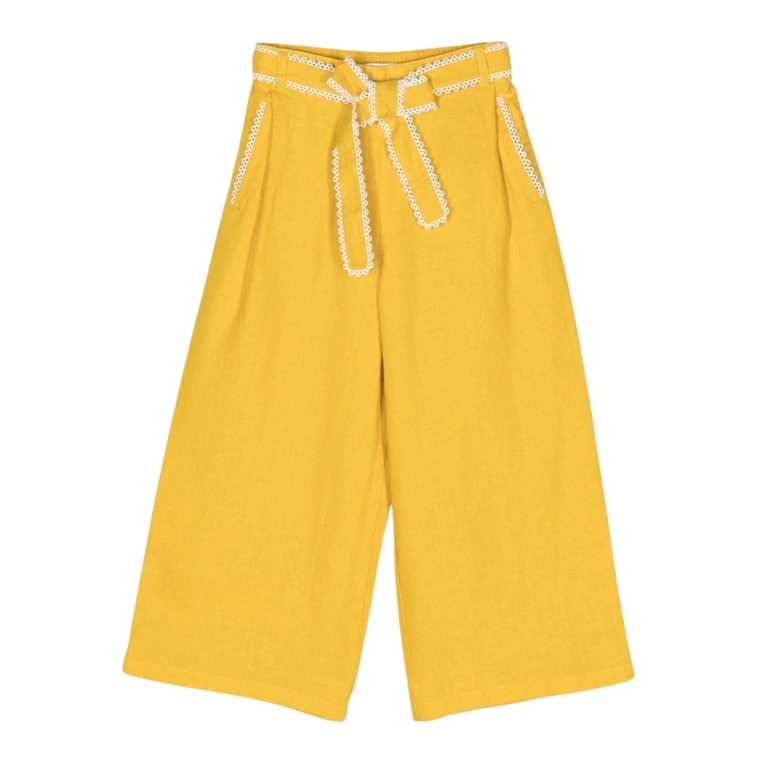 Żółte lniane spodnie z kokardką Chloé
