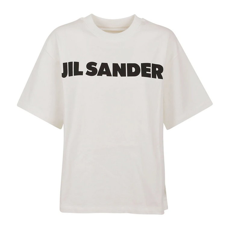 Neutralny T-shirt z logo Jil Sander