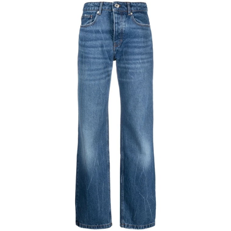 Niebieskie jeansy Straight-Leg Ami Paris