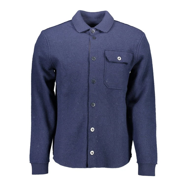 Niebieski Wełniany Sweter z Długimi Rękawami i Logo Gant