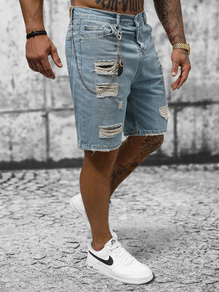 Spodenki męskie jeansowe jasno-niebieskie OZONEE DP/171