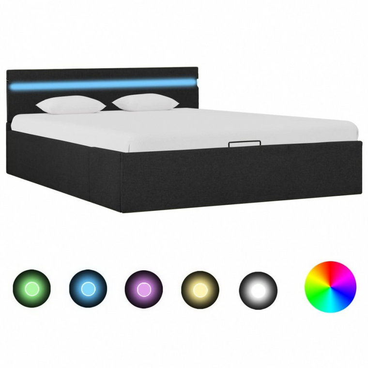 Rama łóżka, podnośnik i LED, ciemnoszara, tkanina, 120 x 200 cm kod: V-285602