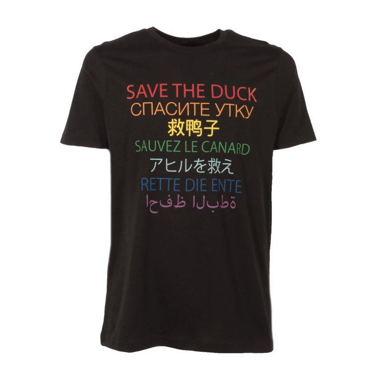 Wielojęzyczna Czarna Koszulka Save The Duck