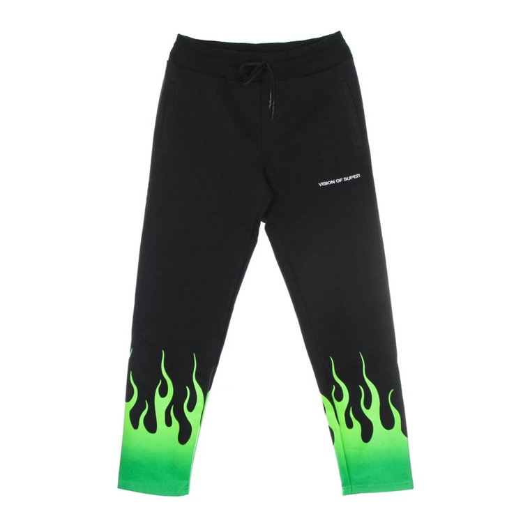 Zielone Spodnie Shaded Flames - Lekkie spodnie dresowe Vision OF Super