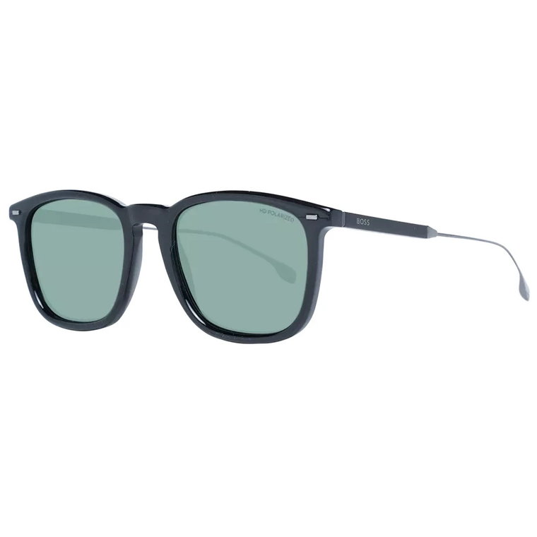 Czarne Męskie Okulary Przeciwsłoneczne z Polaroidowymi Zielonymi Soczewkami Hugo Boss