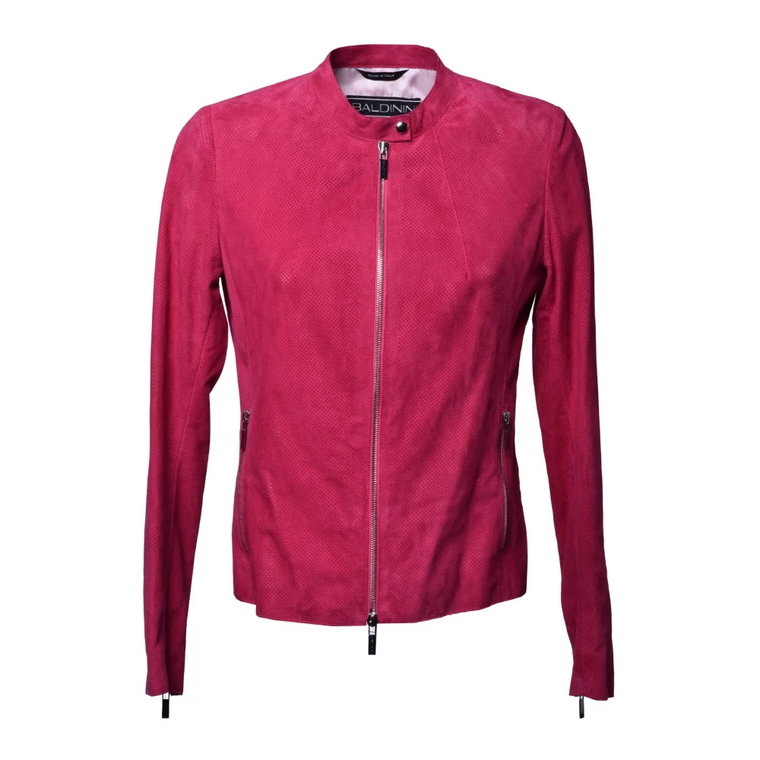 Fuchsia suede biker jacket Baldinini