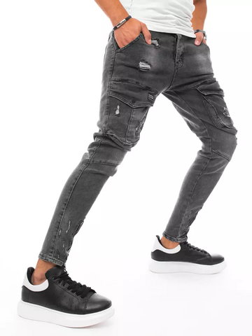 Spodnie męskie jeansowe typu bojówki ciemnoszare Dstreet UX3288