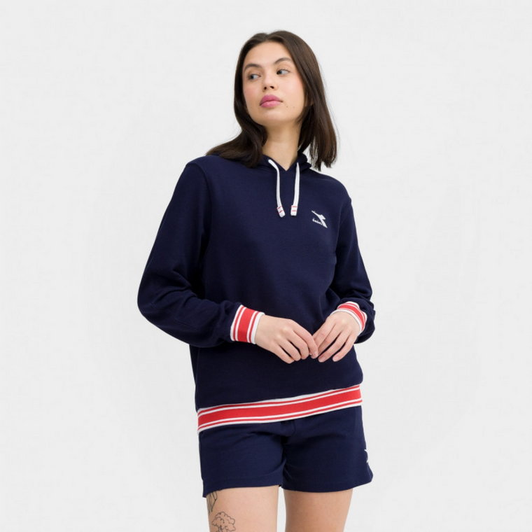 Damska bluza dresowa nierozpinana z kapturem Diadora L. Hoodie Tweener - granatowa