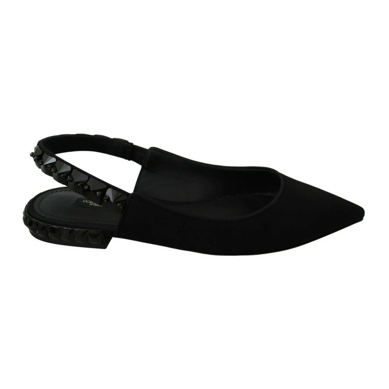 Black Flats Slingback Charmeuse Shoes Dolce & Gabbana