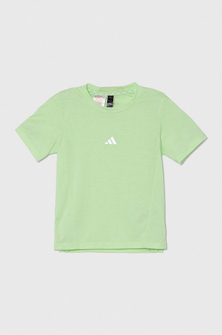 adidas t-shirt dziecięcy kolor zielony gładki