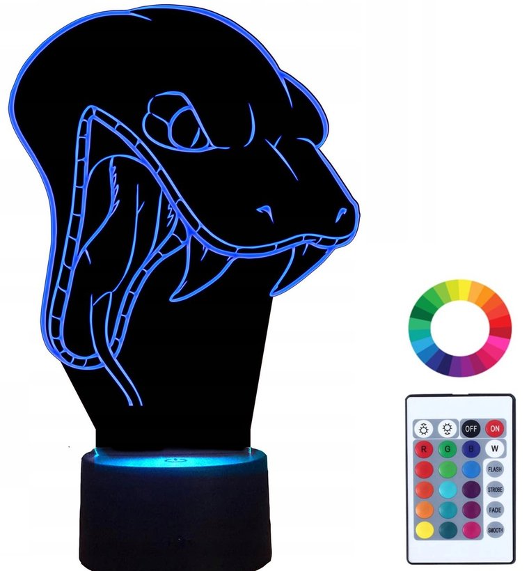 Lampka Nocna Z Imieniem Wąż Kobra 3D Led Grawer