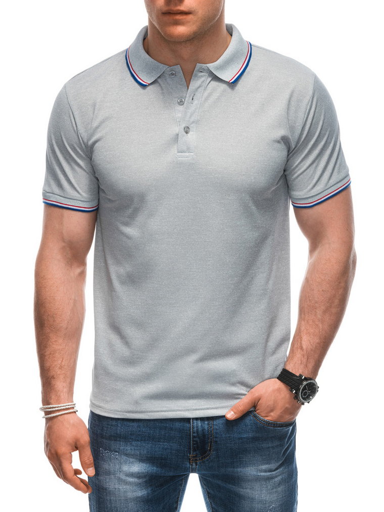 Koszulka męska Polo bez nadruku S1932 - szara