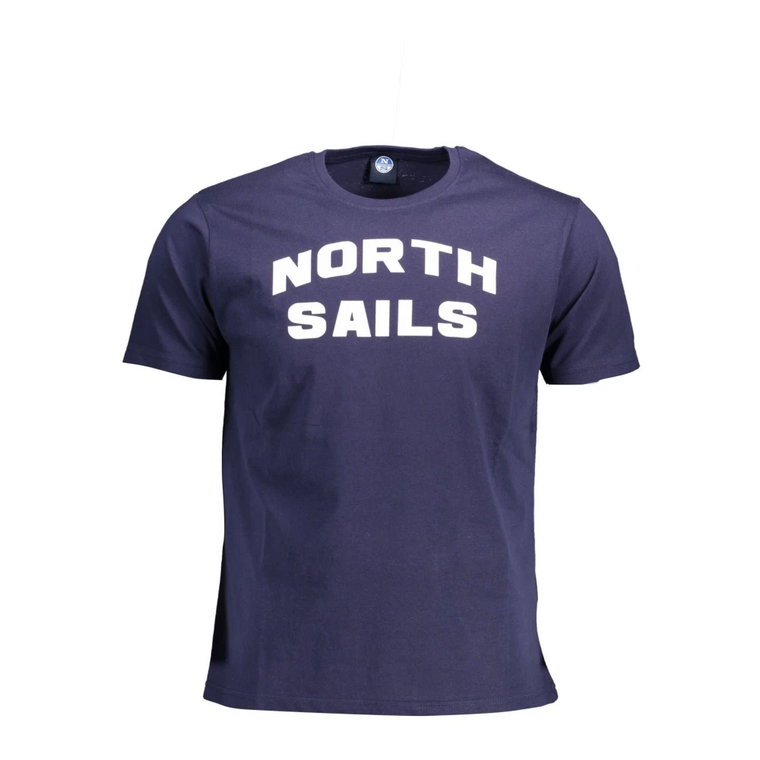 Niebieska Bawełniana Koszulka z Nadrukiem North Sails