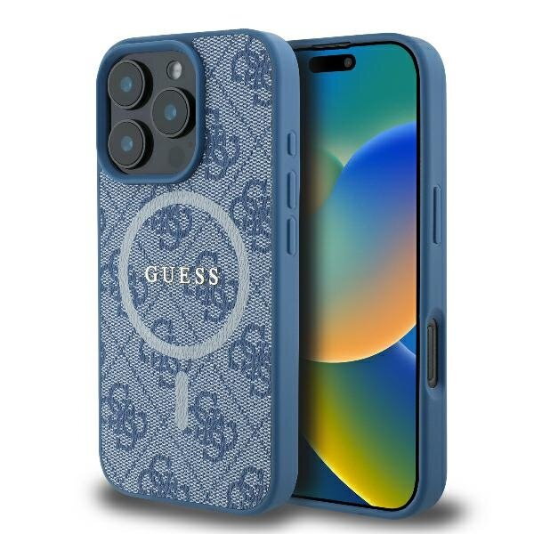 Guess GUHMP16XG4GFRB iPhone 16 Pro Max 6.9" niebieski/blue hardcase 4G Ring Classic Logo MagSafe