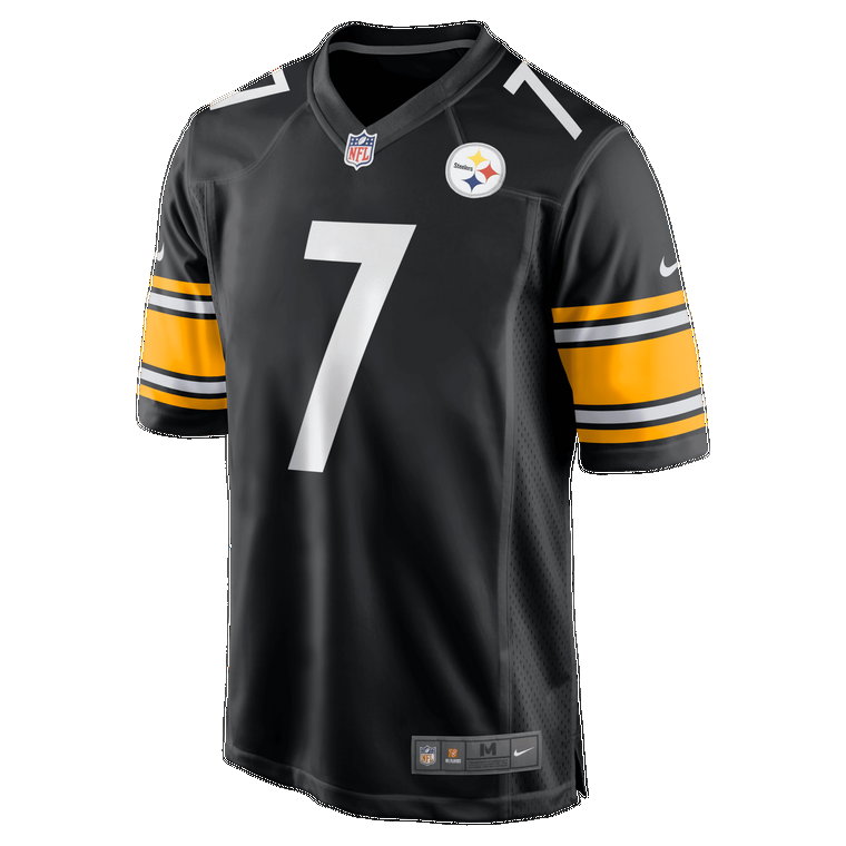 Męska koszulka meczowa do futbolu amerykańskiego NFL Pittsburgh Steelers (Ben Roethlisberger) - Czerń