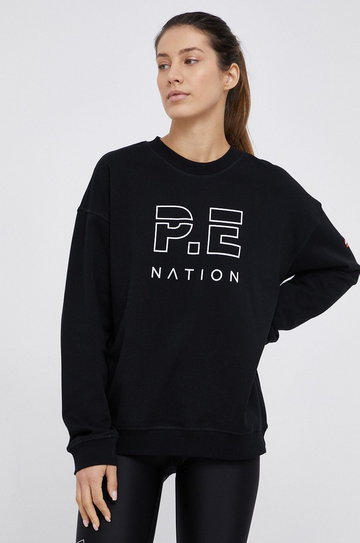 P.E Nation Bluza bawełniana damska kolor czarny gładka