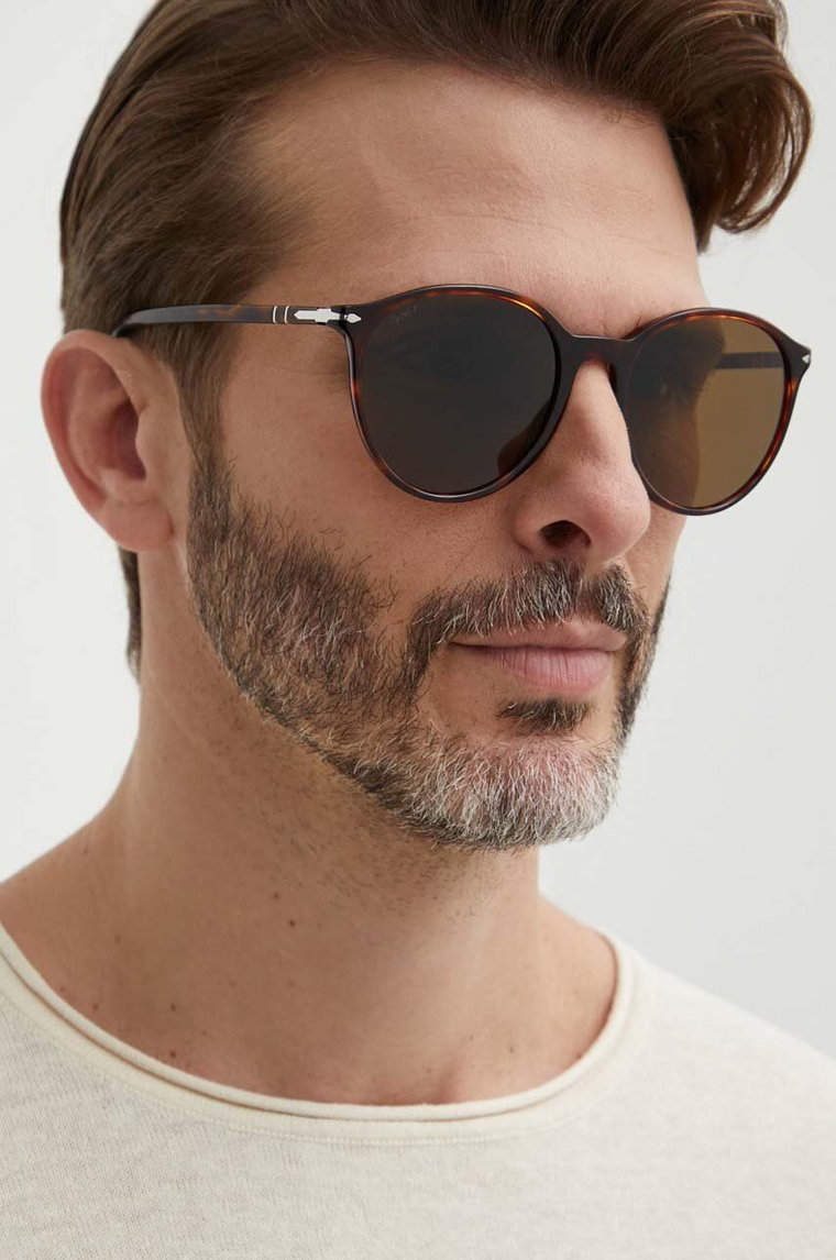 Persol okulary przeciwsłoneczne męskie kolor brązowy 0PO3350S