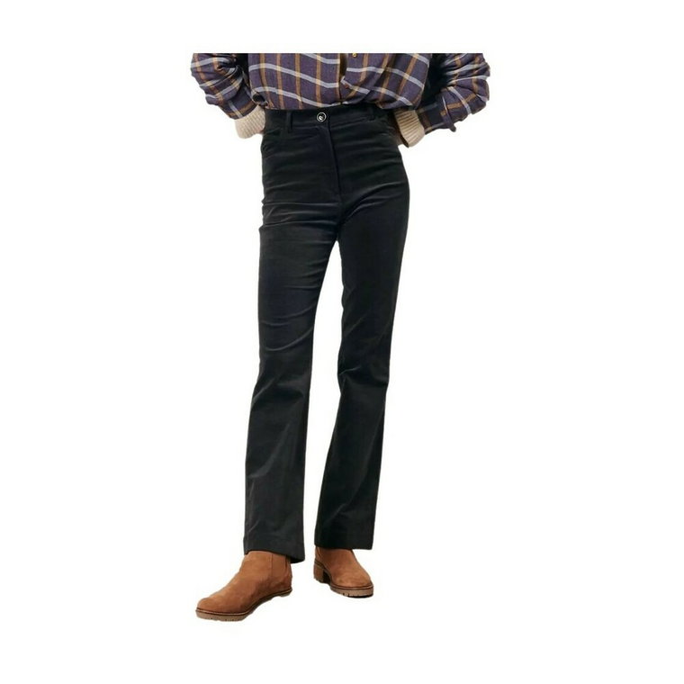 Spodnie Bootcut z Wysokim Stanem z Welurowego Materiału Sessun
