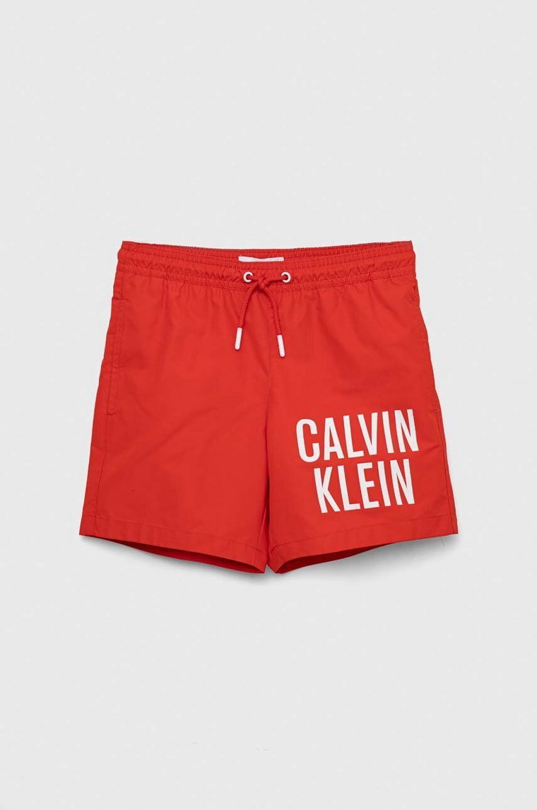 Calvin Klein Jeans szorty kąpielowe dziecięce kolor bordowy