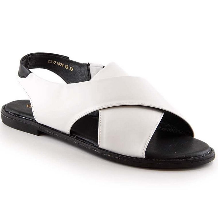 Sandały damskie płaskie wsuwane białe Potocki YQ21024