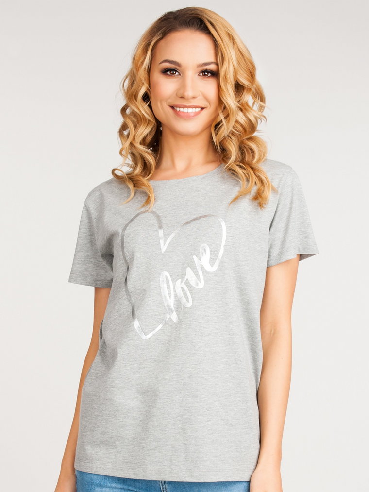 Koszulka damska t-shirt bawełniany serce Love XXL