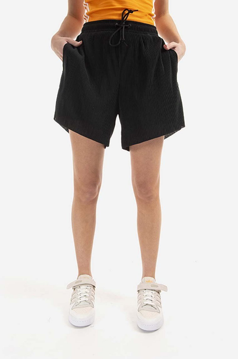 adidas Originals szorty damskie kolor czarny gładkie high waist HF7543-CZARNY