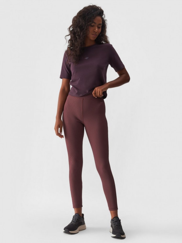 Damskie legginsy basic 4F 4FWAW24TTIGF185 - fioletowe