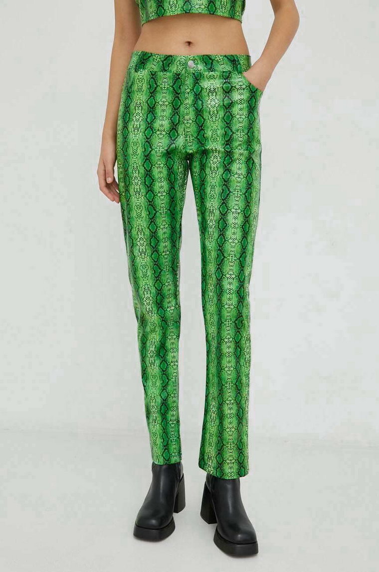 Résumé spodnie damskie kolor zielony proste medium waist