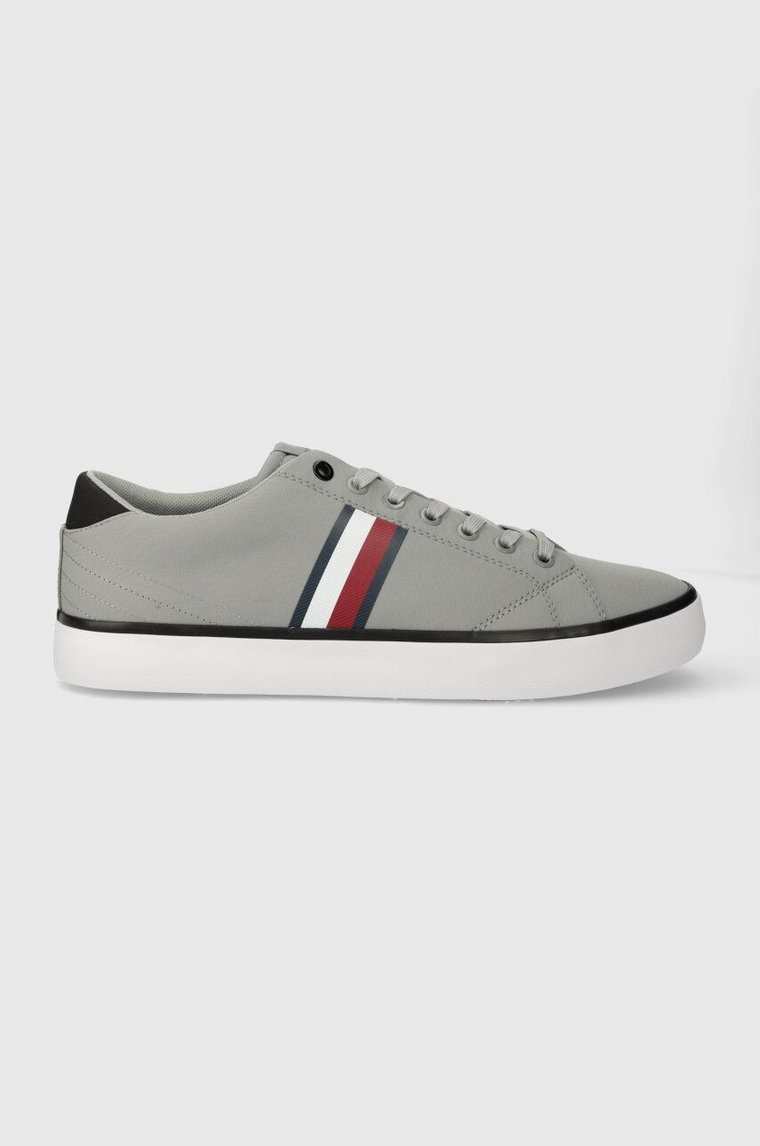 Tommy Hilfiger tenisówki TH HI VULC LOW STRIPES MESH męskie kolor szary FM0FM04946