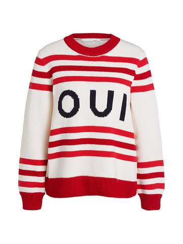 Oui Sweter w kolorze kremowo-czerwono-czarnym