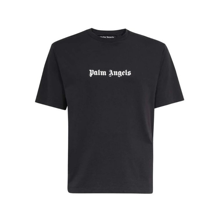 Czarna Bawełniana Koszulka z Logo Palm Angels