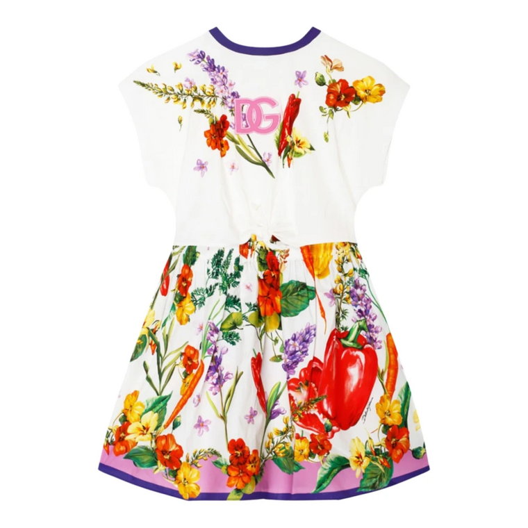 Sukienka z kwiatowym i warzywnym nadrukiem Dolce & Gabbana
