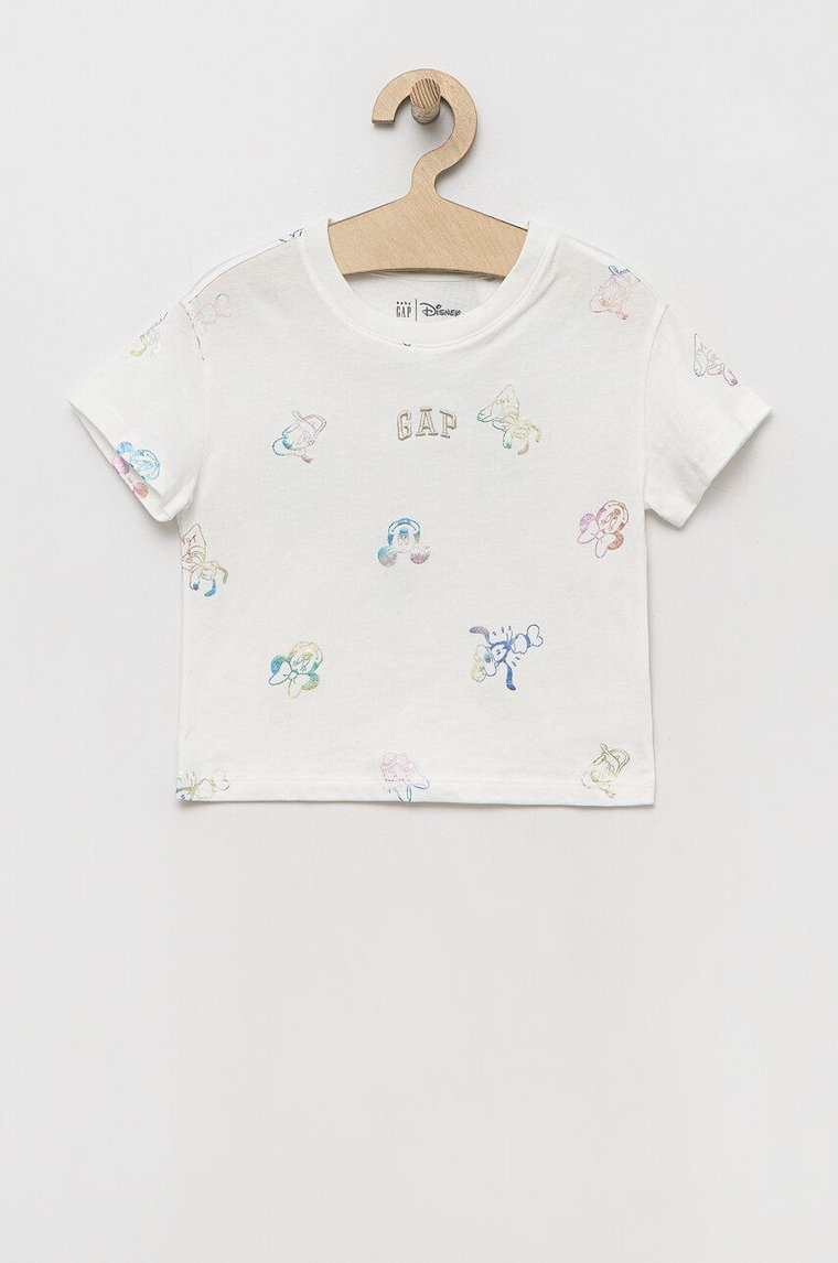 GAP t-shirt bawełniany dziecięcy x Disney kolor biały