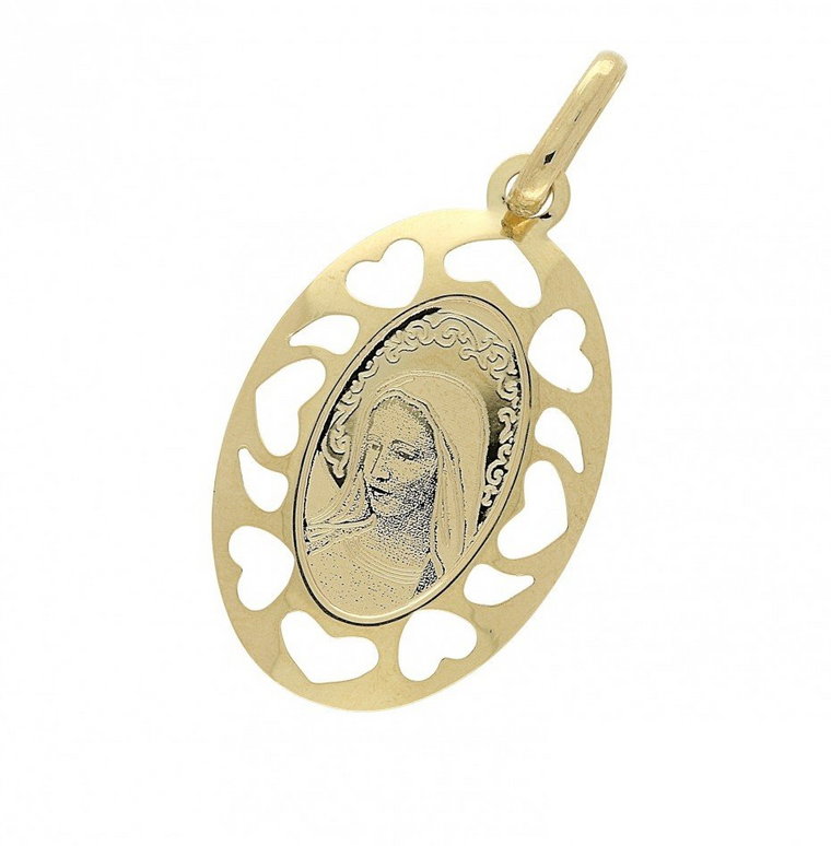 Medalik złoty z wizerunkiem Matki Boskiej Fatimskiej nr OS 204-IP82-40 laser próba 585