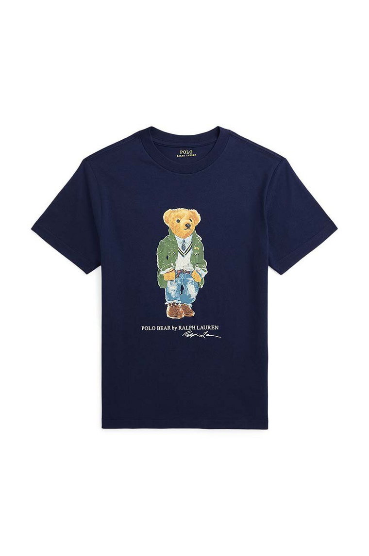 Polo Ralph Lauren t-shirt bawełniany dziecięcy kolor granatowy z nadrukiem