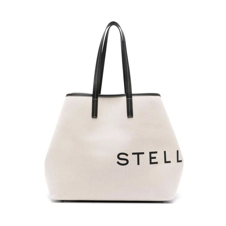 Ekru/Czarny Pleciony Wzór Logo Torba Stella McCartney