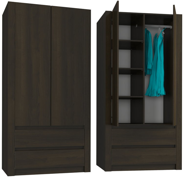 Szafa Garderoba Mobene Modern 90 X 180 X 55 Cm Szuflada B-20 wenge