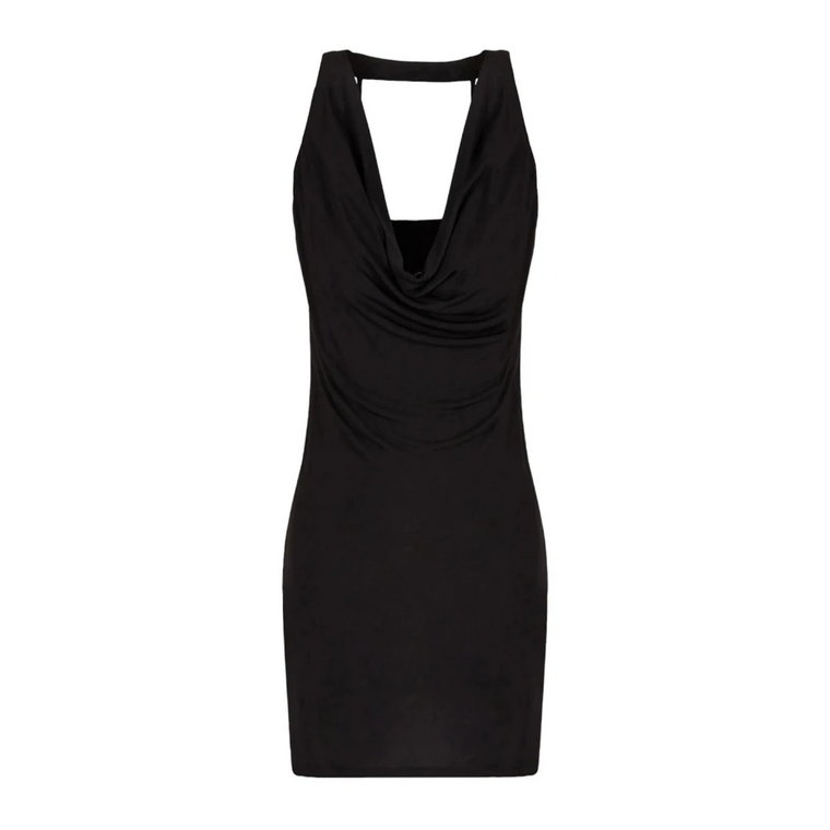 Czarna Krótka Sukienka z Dekoltem Drapowanym Armani Exchange